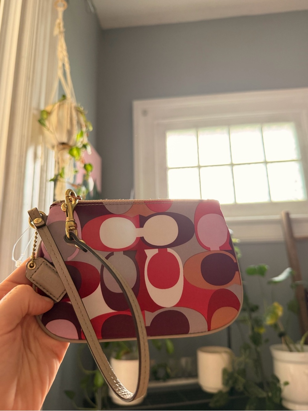 Coach Ashley Op Art Scarf Print Small Wristlet